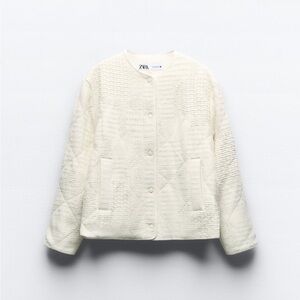 Zara Cream Quilted Textured Jacket